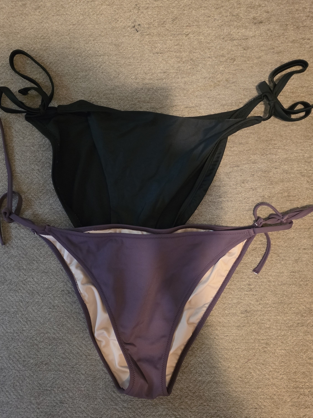Shade & Shore Black and Purple Tie-Side Bikini Bottoms Size Large